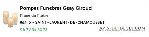 Avis de décès - Saint-Maurice-Sur-Dargoire - Pompes Funebres Geay Giroud