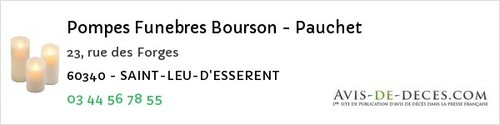 Avis de décès - Baron - Pompes Funebres Bourson - Pauchet