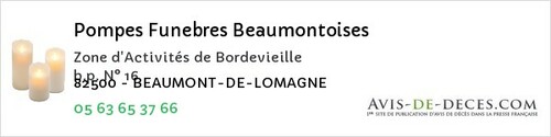 Avis de décès - Bourg-de-Visa - Pompes Funebres Beaumontoises