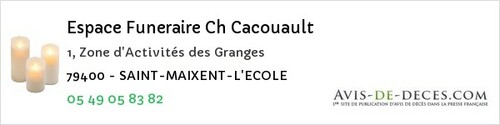 Avis de décès - Saint-Georges-De-Rex - Espace Funeraire Ch Cacouault