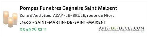 Avis de décès - Paizay-le-Tort - Pompes Funebres Gagnaire Saint Maixent