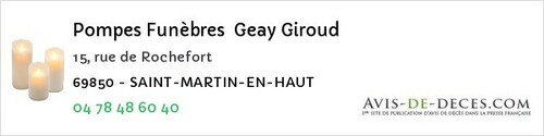 Avis de décès - Saint-Julien-Sur-Bibost - Pompes Funèbres Geay Giroud
