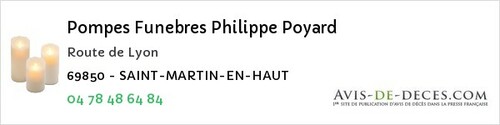 Avis de décès - Chassagny - Pompes Funebres Philippe Poyard