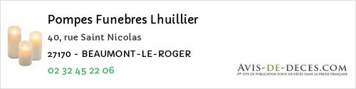 Avis de décès - Fauville - Pompes Funebres Lhuillier