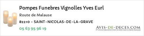 Avis de décès - Bioule - Pompes Funebres Vignolles Yves Eurl