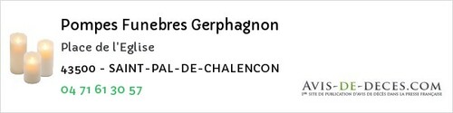 Avis de décès - Saint-Pal-De-Chalencon - Pompes Funebres Gerphagnon