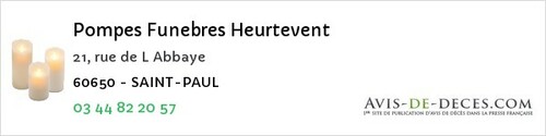 Avis de décès - Lacroix-Saint-Ouen - Pompes Funebres Heurtevent