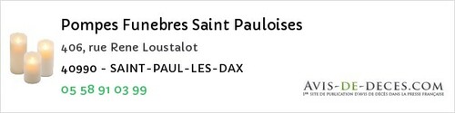 Avis de décès - Ychoux - Pompes Funebres Saint Pauloises