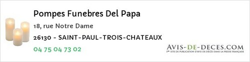 Avis de décès - Saint-Laurent-En-Royans - Pompes Funebres Del Papa