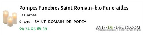 Avis de décès - Cercié - Pompes Funebres Saint Romain-bio Funerailles