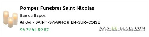 Avis de décès - Saint-Fons - Pompes Funebres Saint Nicolas