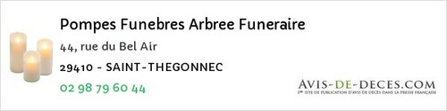 Avis de décès - Pont-Croix - Pompes Funebres Arbree Funeraire