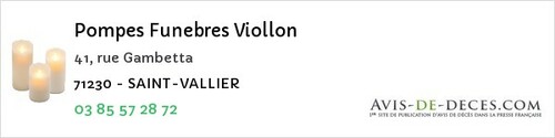 Avis de décès - Le Villars - Pompes Funebres Viollon