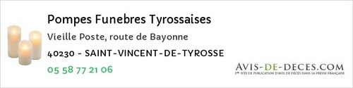 Avis de décès - Rion-des-Landes - Pompes Funebres Tyrossaises