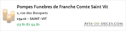 Avis de décès - Saint-Maurice-Colombier - Pompes Funebres de Franche Comte Saint Vit