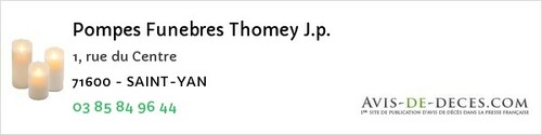 Avis de décès - Salornay-sur-Guye - Pompes Funebres Thomey J.p.