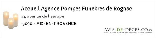 Avis de décès - Ceyreste - Accueil Agence Pompes Funebres de Rognac