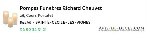 Avis de décès - Mondragon - Pompes Funebres Richard Chauvet