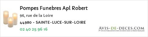 Avis de décès - Sainte-Luce-Sur-Loire - Pompes Funebres Apl Robert