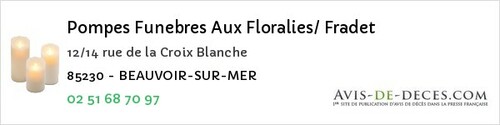 Avis de décès - Mormaison - Pompes Funebres Aux Floralies/ Fradet
