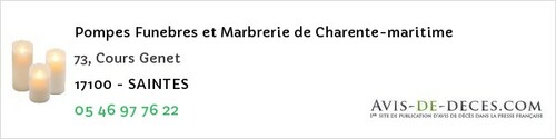 Avis de décès - Brizambourg - Pompes Funebres et Marbrerie de Charente-maritime