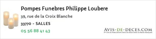 Avis de décès - Landiras - Pompes Funebres Philippe Loubere