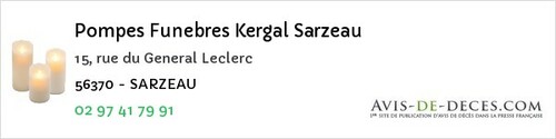 Avis de décès - Locmaria - Pompes Funebres Kergal Sarzeau