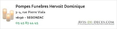 Avis de décès - Pérignac - Pompes Funebres Hervoit Dominique