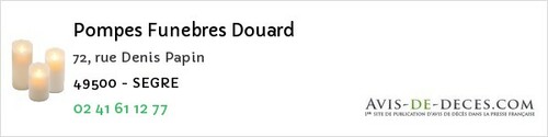 Avis de décès - Saint-Laurent-Du-Mottay - Pompes Funebres Douard