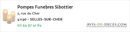 Avis de décès - Saint-Georges-Sur-Cher - Pompes Funebres Sibottier
