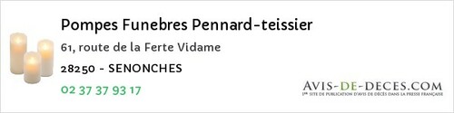 Avis de décès - Saint-Denis-Les-Ponts - Pompes Funebres Pennard-teissier