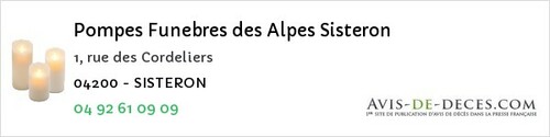 Avis de décès - Lambruisse - Pompes Funebres des Alpes Sisteron