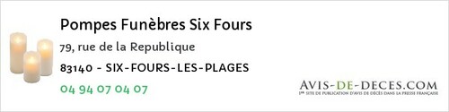 Avis de décès - Pierrefeu-du-Var - Pompes Funèbres Six Fours