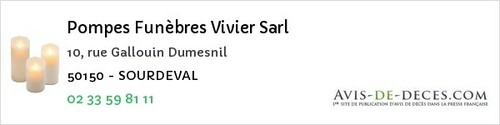 Avis de décès - Acqueville - Pompes Funèbres Vivier Sarl