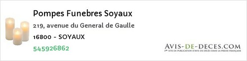 Avis de décès - Boutiers-Saint-Trojan - Pompes Funebres Soyaux
