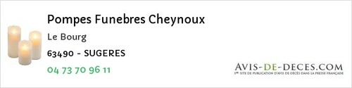 Avis de décès - La Chaulme - Pompes Funebres Cheynoux