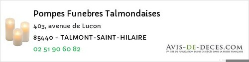 Avis de décès - La Bretonnière-La-Claye - Pompes Funebres Talmondaises