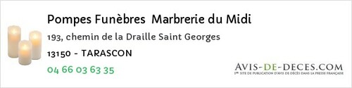 Avis de décès - Marignane - Pompes Funèbres Marbrerie du Midi