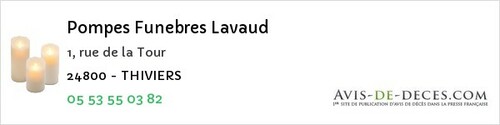 Avis de décès - La Roche-Chalais - Pompes Funebres Lavaud
