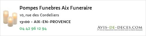 Avis de décès - La Roque-D'anthéron - Pompes Funebres Aix Funeraire