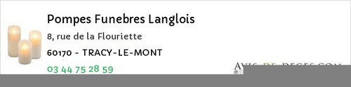 Avis de décès - Monchy-Humières - Pompes Funebres Langlois