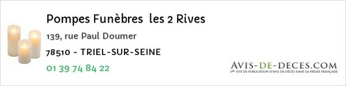 Avis de décès - Les Clayes-Sous-Bois - Pompes Funèbres les 2 Rives