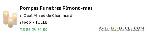 Avis de décès - Saint-Merd-De-Lapleau - Pompes Funebres Pimont-mas