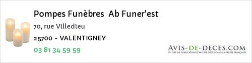 Avis de décès - Franey - Pompes Funèbres Ab Funer'est