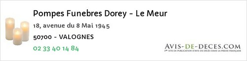 Avis de décès - La haye-D'ectot - Pompes Funebres Dorey - Le Meur