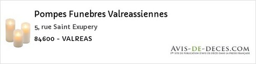 Avis de décès - Violès - Pompes Funebres Valreassiennes