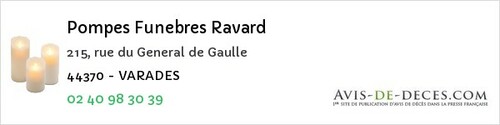 Avis de décès - Moisdon-la-Rivière - Pompes Funebres Ravard
