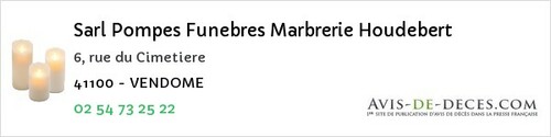 Avis de décès - Montrichard - Sarl Pompes Funebres Marbrerie Houdebert