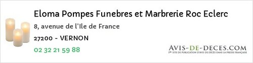 Avis de décès - Saint-Ouen-Des-Champs - Eloma Pompes Funebres et Marbrerie Roc Eclerc