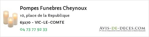 Avis de décès - Saint-Victor-Montvianeix - Pompes Funebres Cheynoux